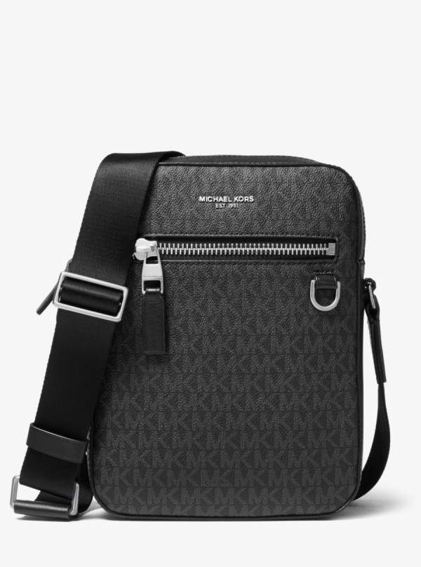 Panske Crossbody Kabelka Michael Kors Henry Logo Flight Čierne - Tasky Michael Kors Slevy | AQGCV-9372